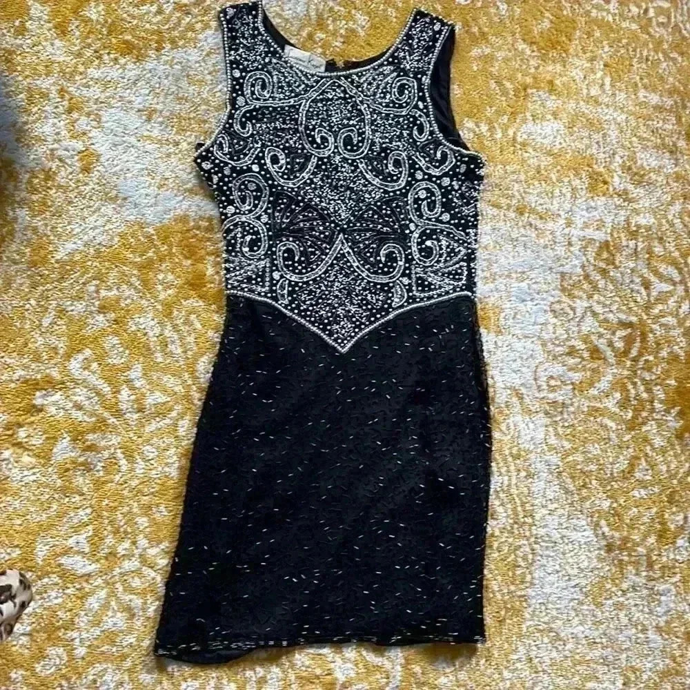 Lawrence Kosar New York vintage hand beaded mini cocktail dress S
